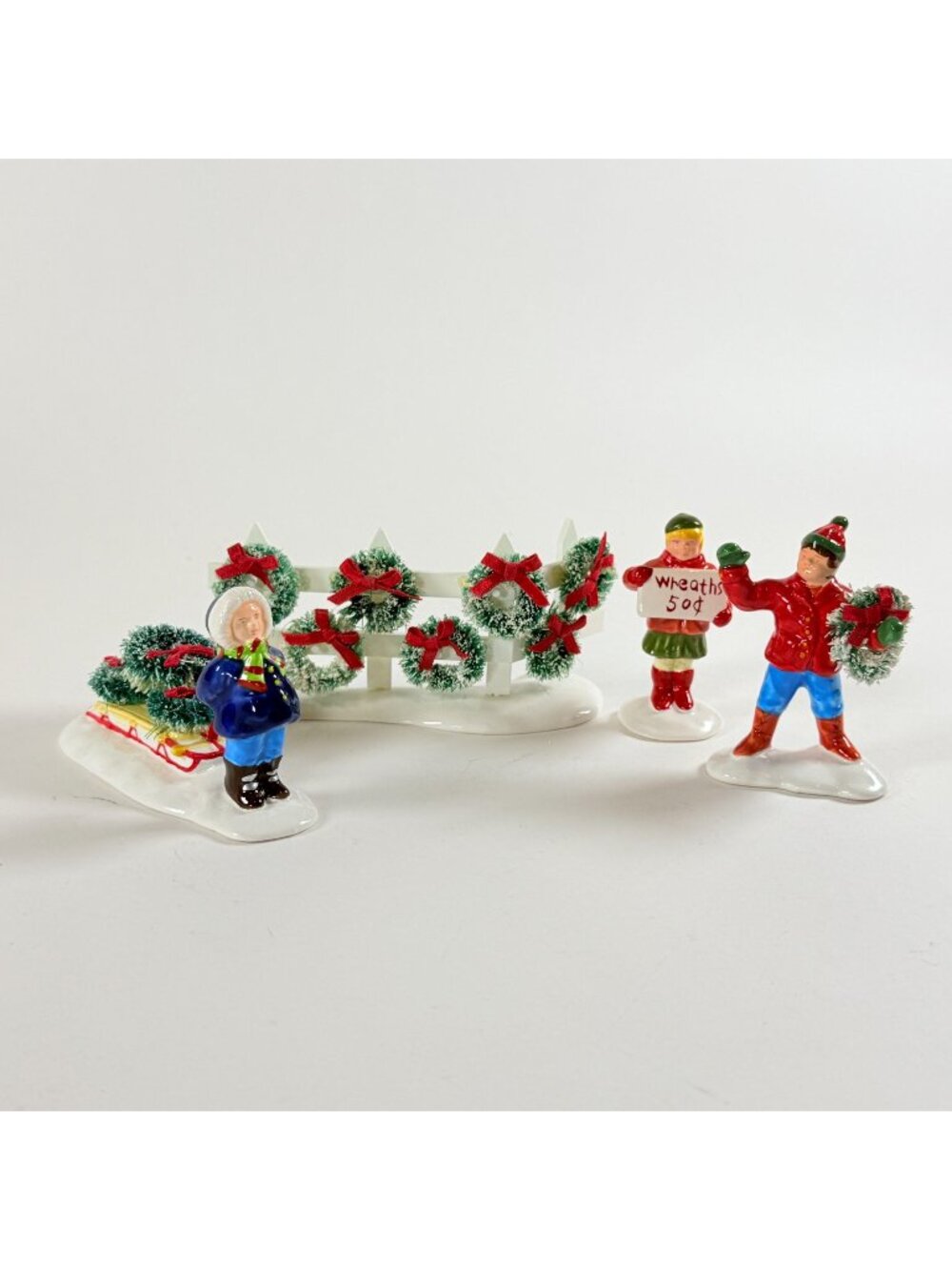 Vintage Dept 56 Snow Village Wreaths For Sale 54089 Christmas Village Set of 3